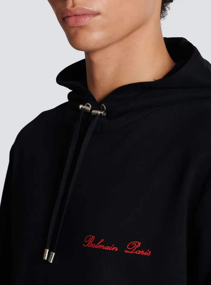Balmain Signature Hoodie Black Men Sweatshirts