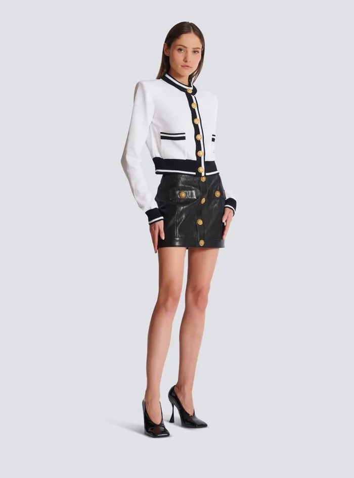 Balmain Signature Knit Cardigan White Women Knitwear