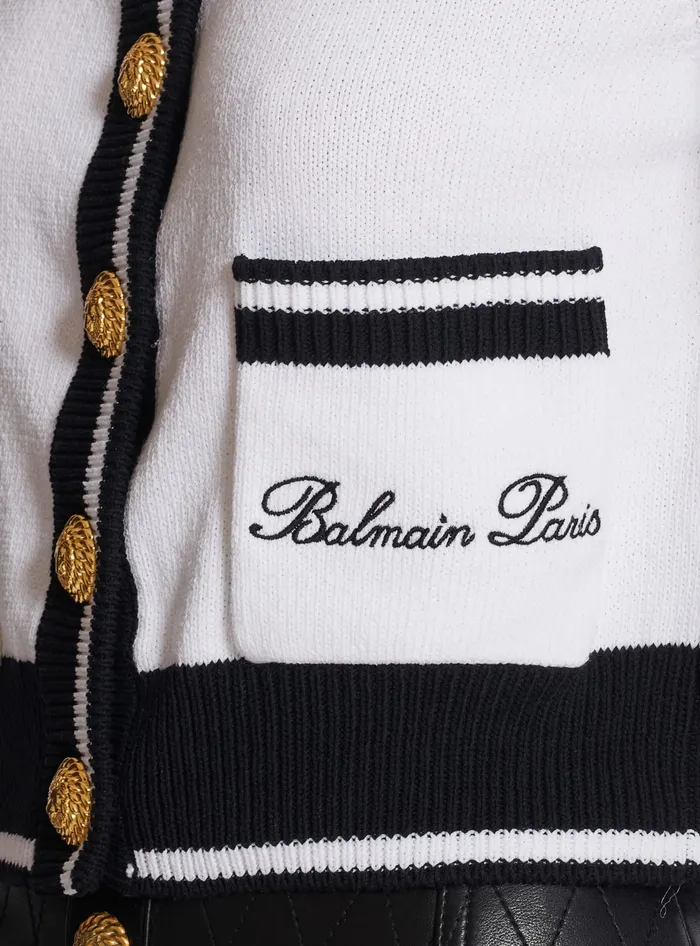 Balmain Signature Knit Cardigan White Women Knitwear
