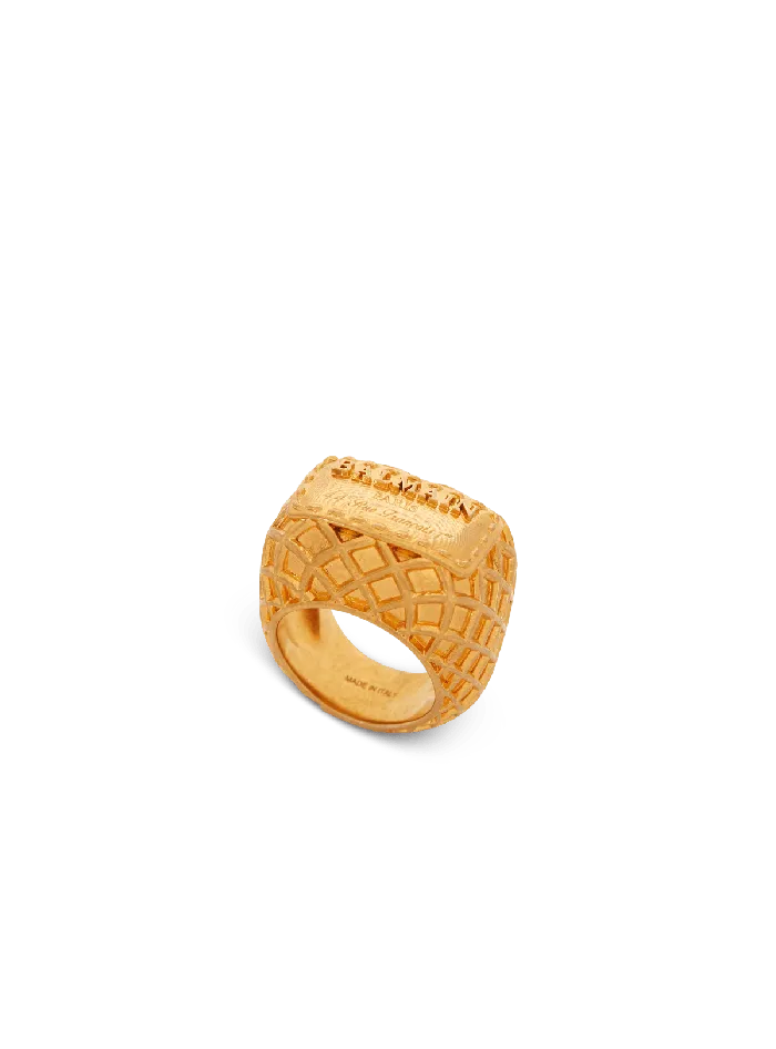 Balmain Signature Mesh Ring Gold Women Fashion Jewelry