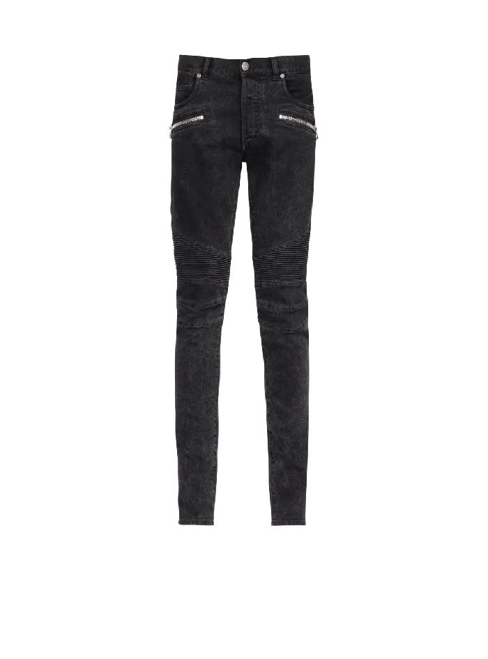 Balmain Slim Cut Cotton Jeans Black Men Denim