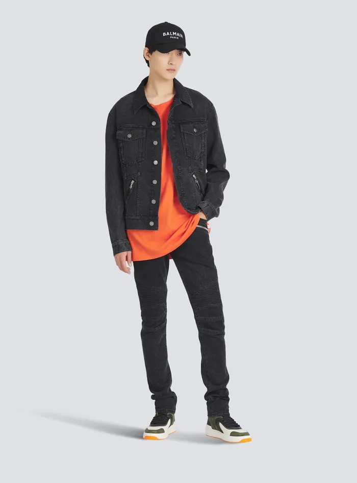 Balmain Slim Cut Cotton Jeans Black Men Denim