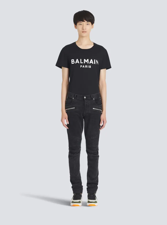 Balmain Slim Cut Cotton Jeans Black Men Denim