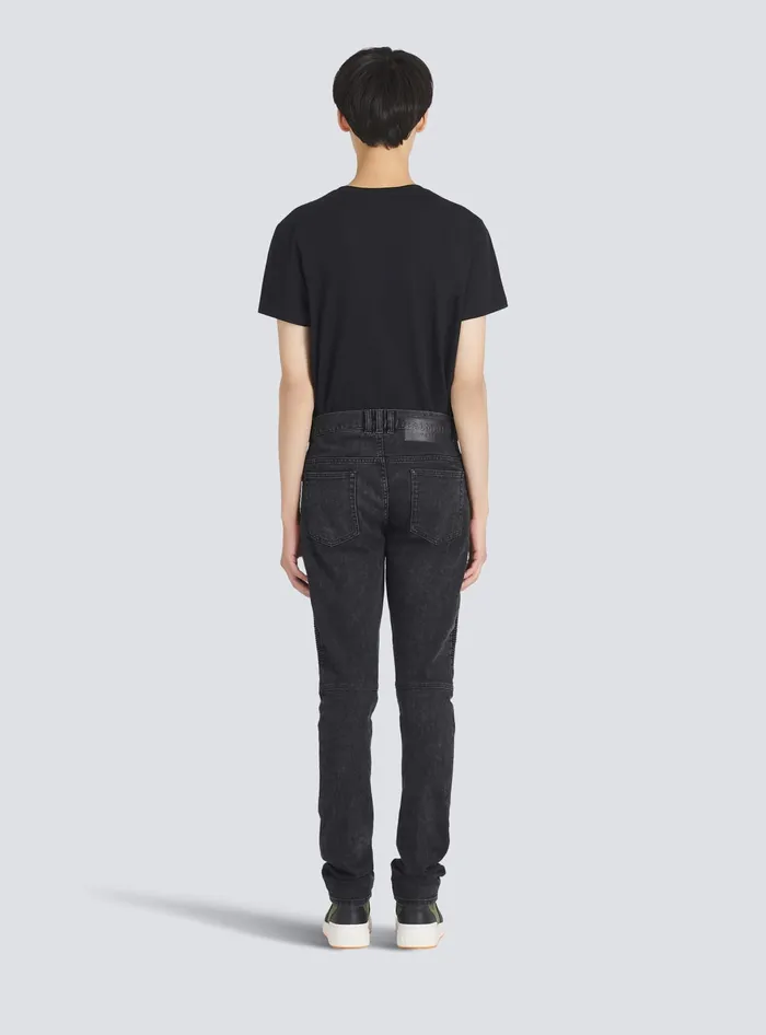 Balmain Slim Cut Cotton Jeans Black Men Denim
