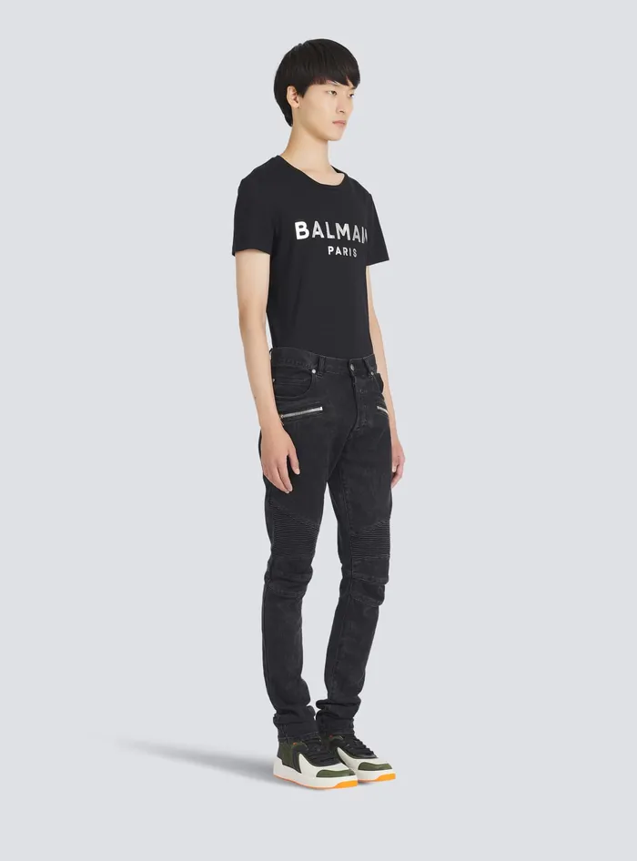 Balmain Slim Cut Cotton Jeans Black Men Denim