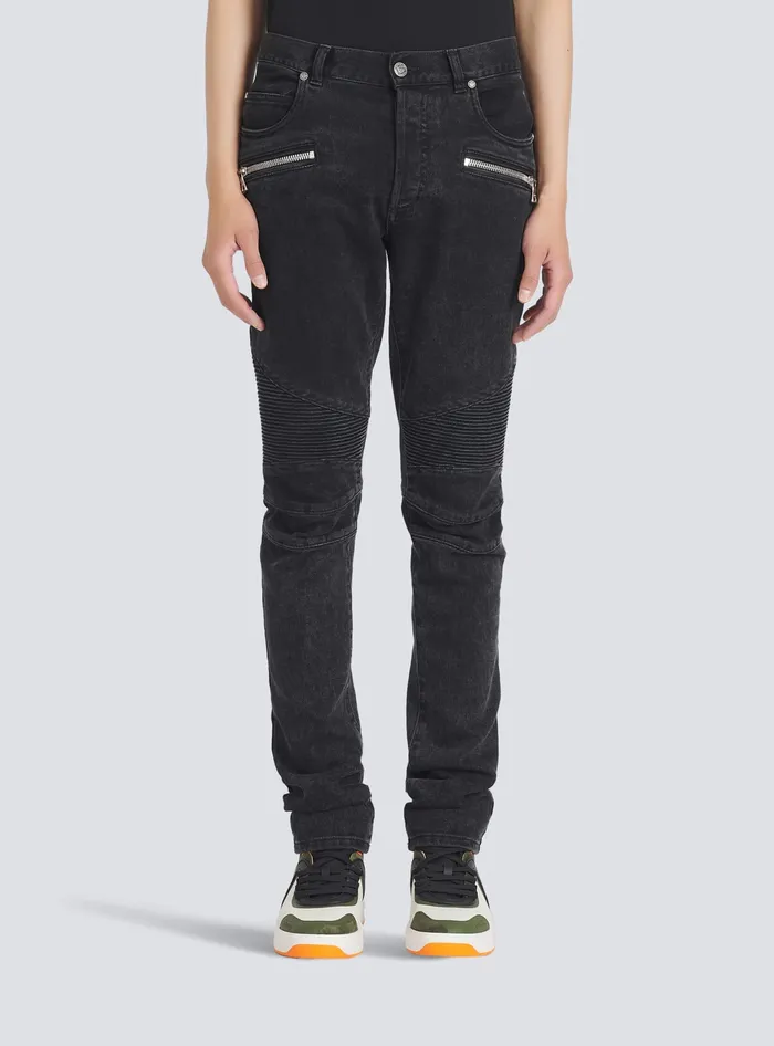 Balmain Slim Cut Cotton Jeans Black Men Denim