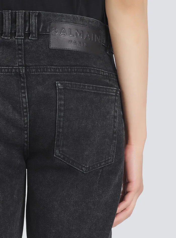 Balmain Slim Cut Cotton Jeans Black Men Denim
