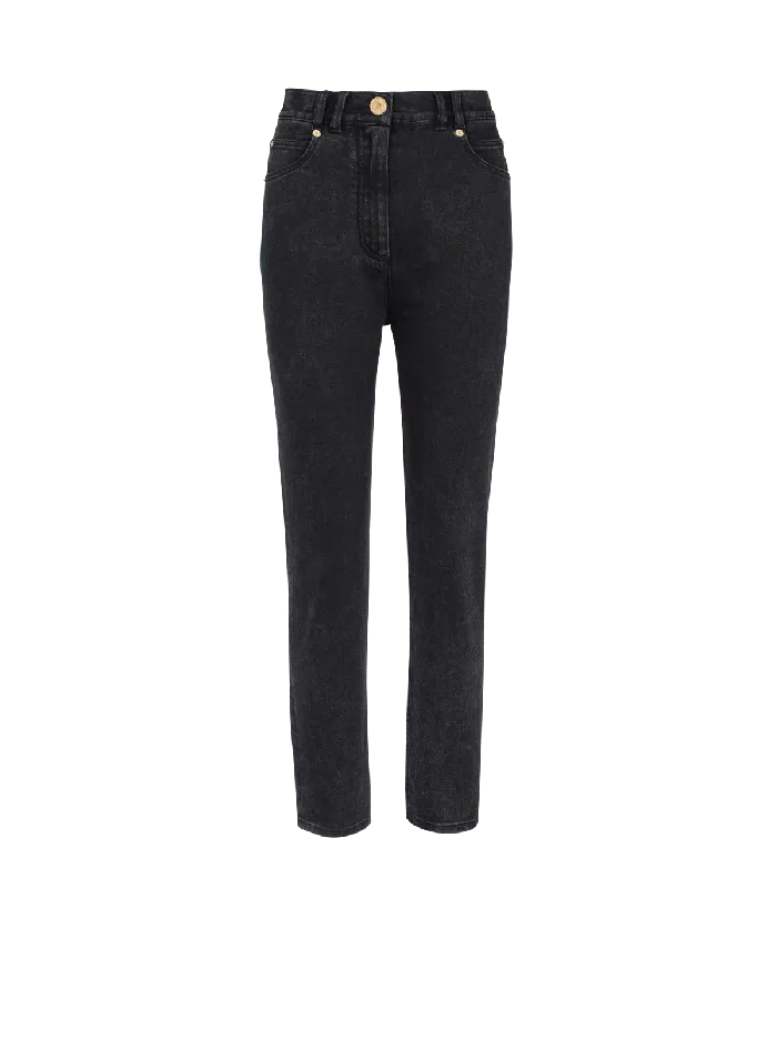 Balmain Slimfit Denim Jeans Black Women Denim