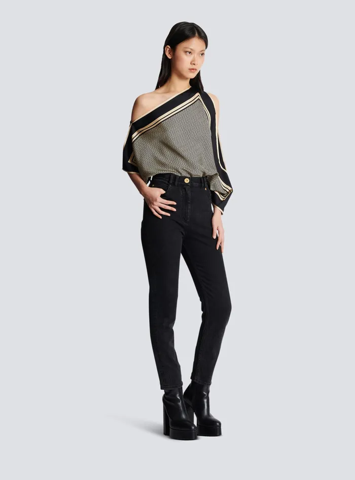 Balmain Slimfit Denim Jeans Black Women Denim