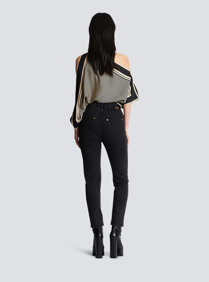Balmain Slimfit Denim Jeans Black Women Denim