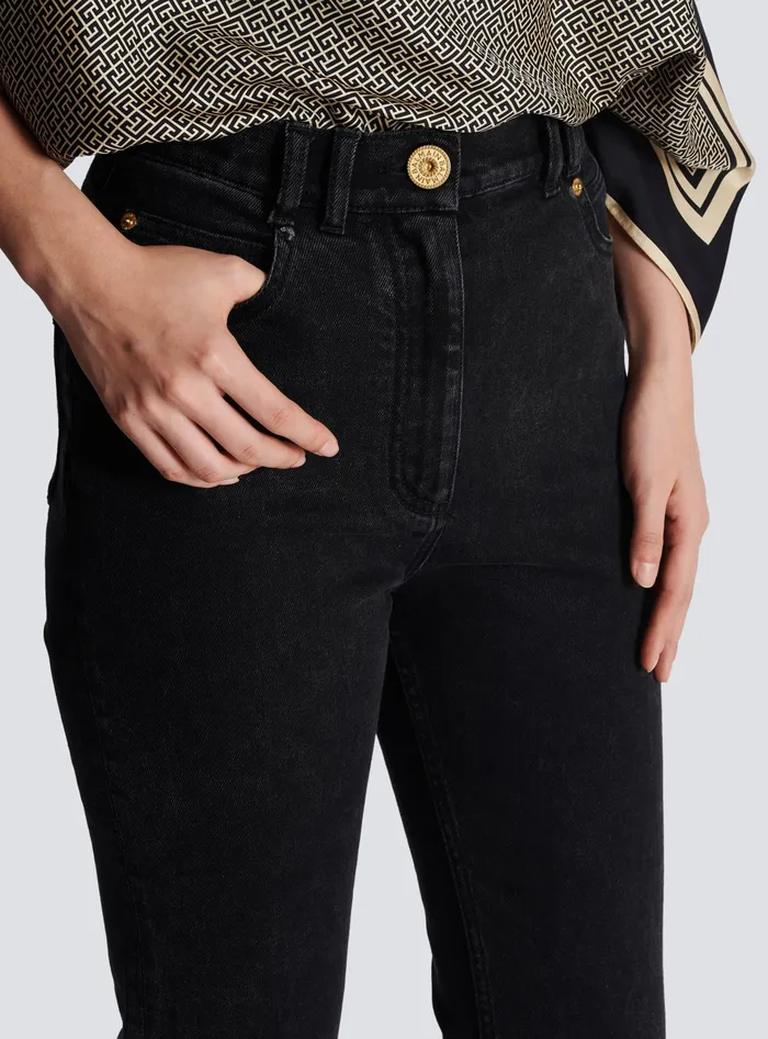 Balmain Slimfit Denim Jeans Black Women Denim