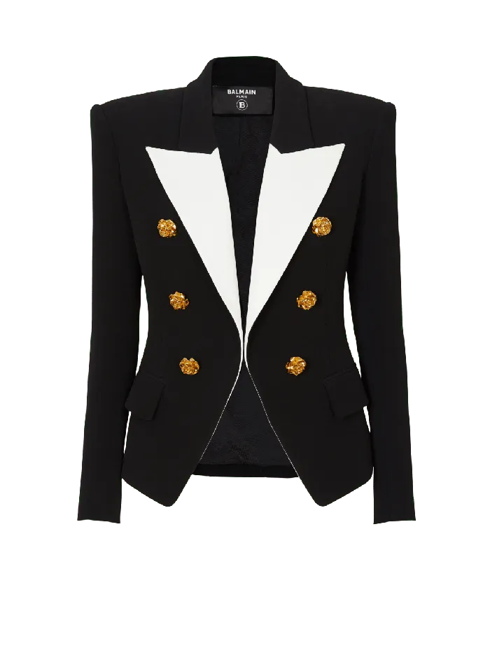 Balmain Slimfit Jacket With Roses Buttons Black Women Jackets And Blazers