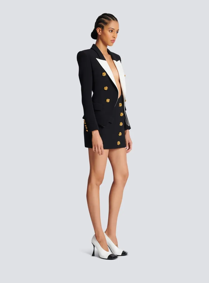 Balmain Slimfit Jacket With Roses Buttons Black Women Jackets And Blazers