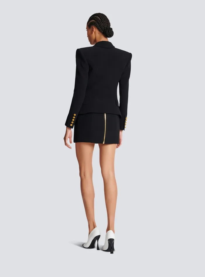 Balmain Slimfit Jacket With Roses Buttons Black Women Jackets And Blazers