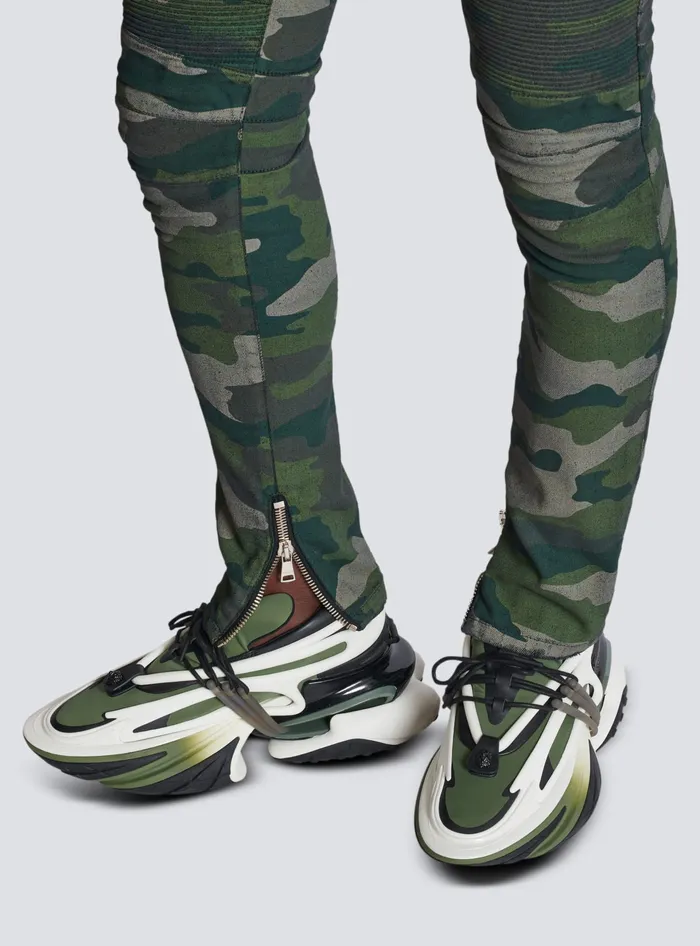 Balmain Slimfit Jeans In Camouflage Denim Khaki Men Denim