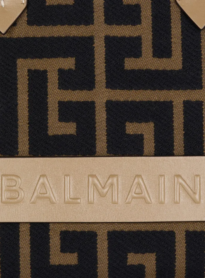 Balmain Small BArmy Tote Bag In Jacquard Fabric With A PB Labyrinth Monogram Black Women Crossbody Bags