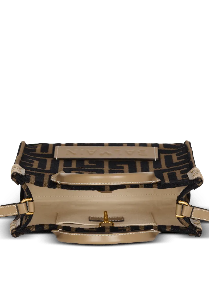 Balmain Small BArmy Tote Bag In Jacquard Fabric With A PB Labyrinth Monogram Black Women Crossbody Bags