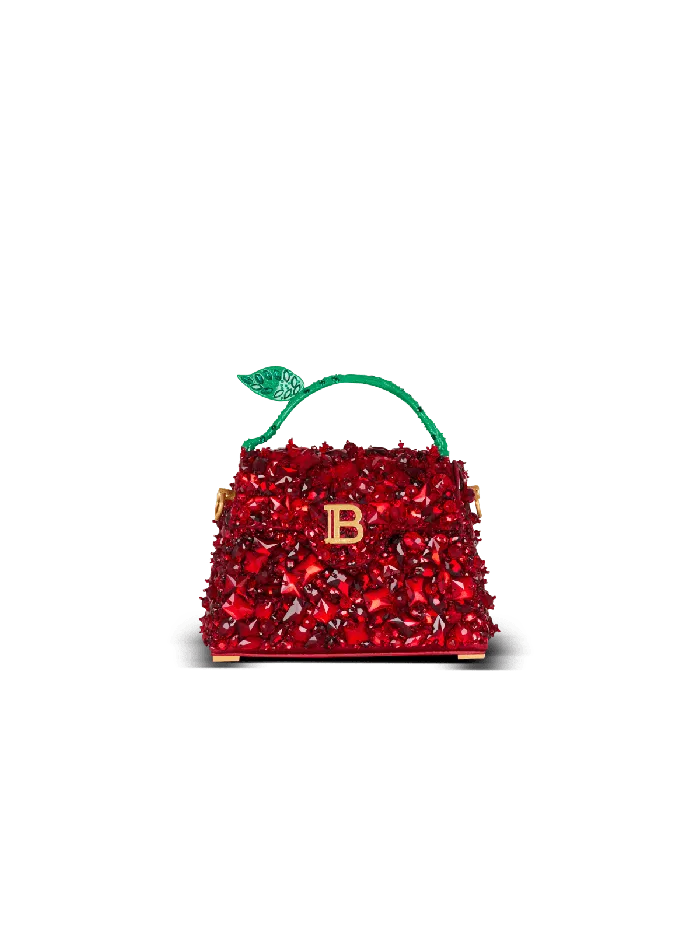 Balmain Small BBuzz Dynasty Bag In Strawberryembroidered Satin Red Women Handbags Balmain Small BBuzz Dynasty Bag In Strawberryembroidered Satin Red Women Handbags