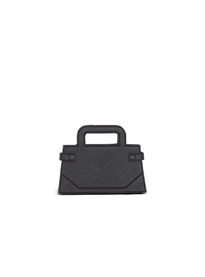 Balmain Small BBuzz Top Handle Bag In Grained Leather Black Women Handbags