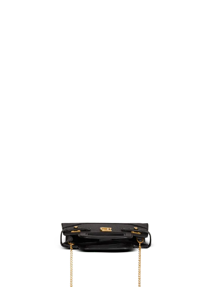 Balmain Small BBuzz Top Handle Bag In Grained Leather Black Women Handbags