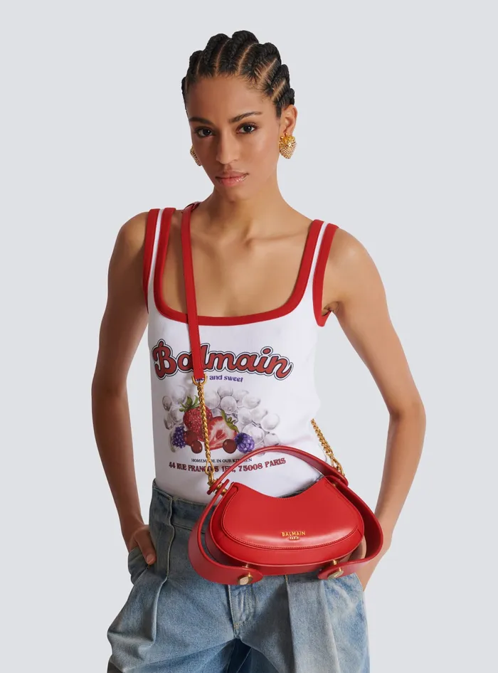 Balmain Small Jolie Madame Bag In Box Leather Red Women Handbags