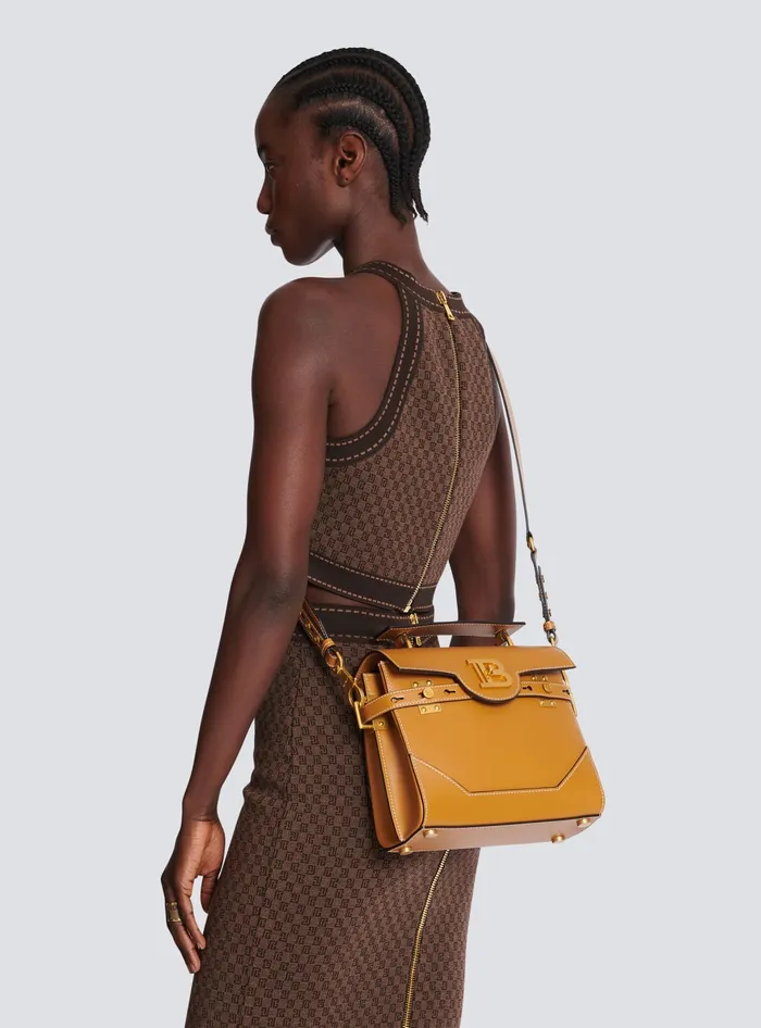 Balmain Smooth Leather BBuzz 23 Bag Brown Women Handbags