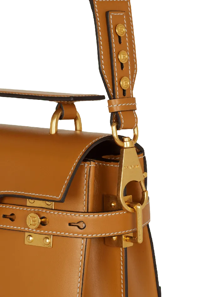 Balmain Smooth Leather BBuzz 23 Bag Brown Women Handbags