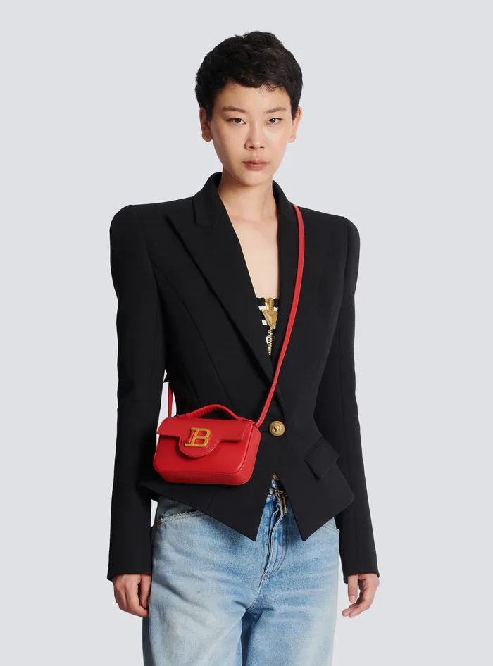 Balmain Smooth Leather BBuzz Mini Bag Red Women Handbags
