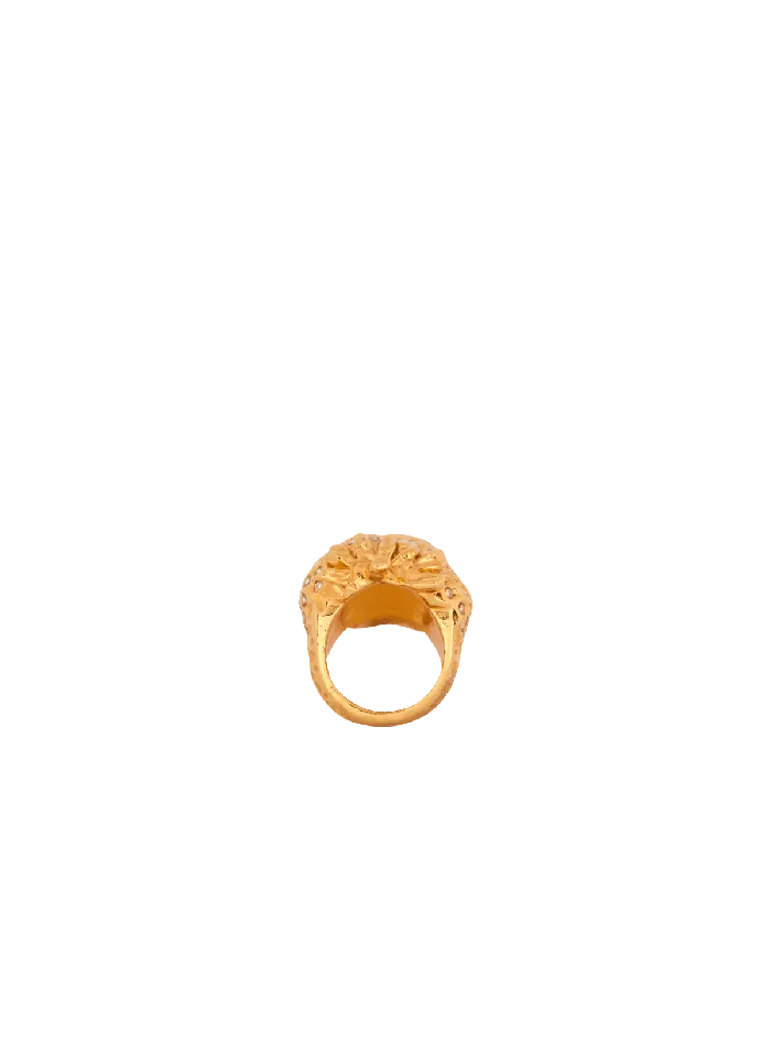 Balmain Strawberry Brass And Rhinestone Ring Gold Women Fashion Jewelry