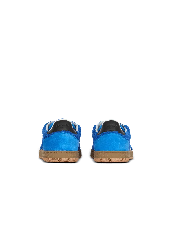 Balmain Suede And Boucleacute Swan Trainers Blue Men Sneakers