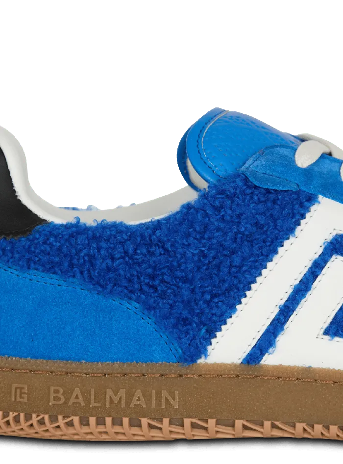 Balmain Suede And Boucleacute Swan Trainers Blue Men Sneakers