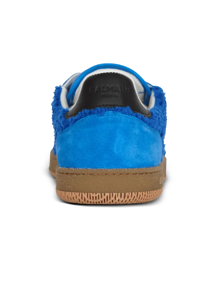 Balmain Suede And Boucleacute Swan Trainers Blue Men Sneakers