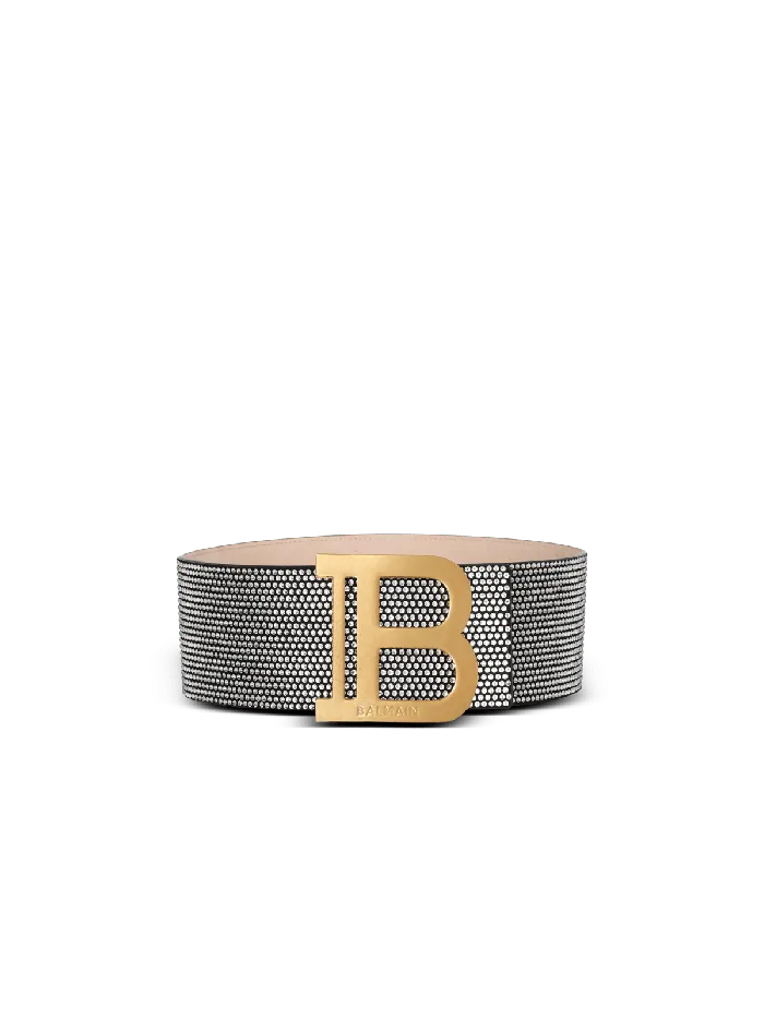 Balmain Suede And Crystal BBelt Silver Women Belts