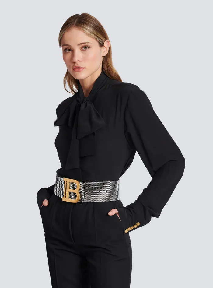 Balmain Suede And Crystal BBelt Silver Women Belts