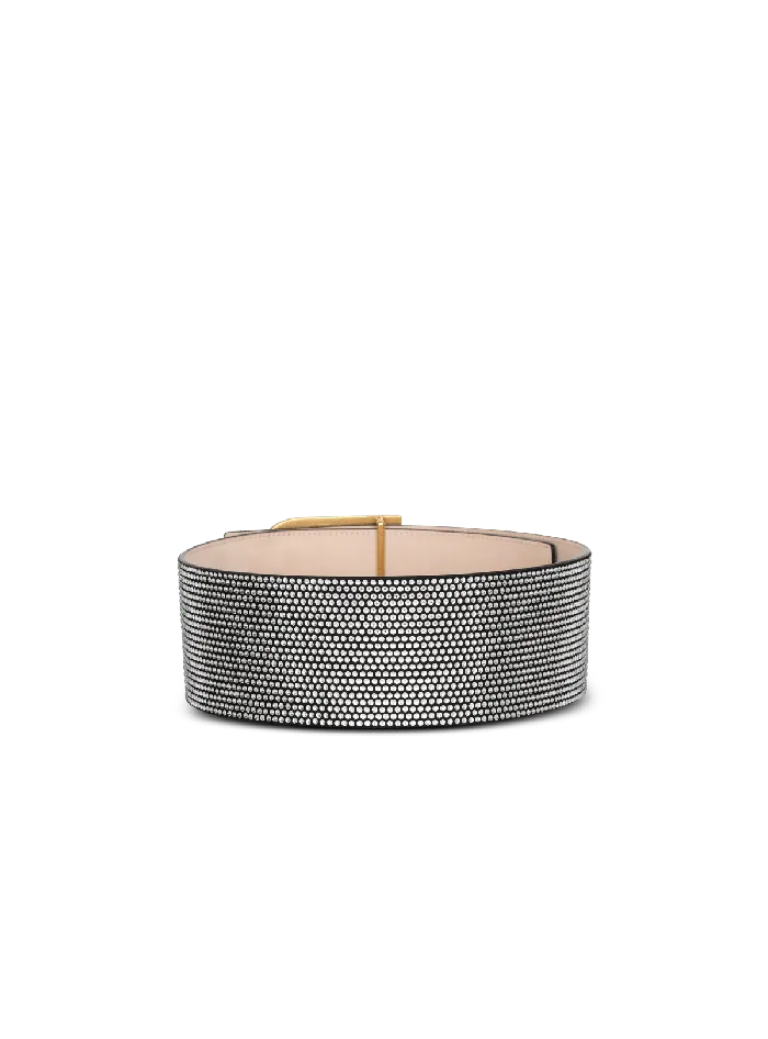 Balmain Suede And Crystal BBelt Silver Women Belts