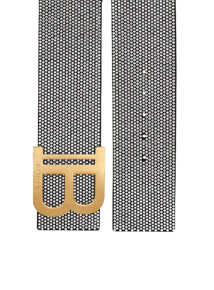 Balmain Suede And Crystal BBelt Silver Women Belts