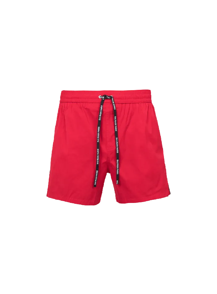 Balmain Swim Shorts Red Men Swimwear