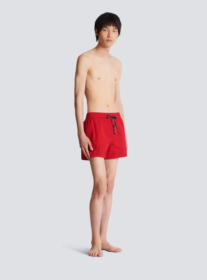 Balmain Swim Shorts Red Men Swimwear