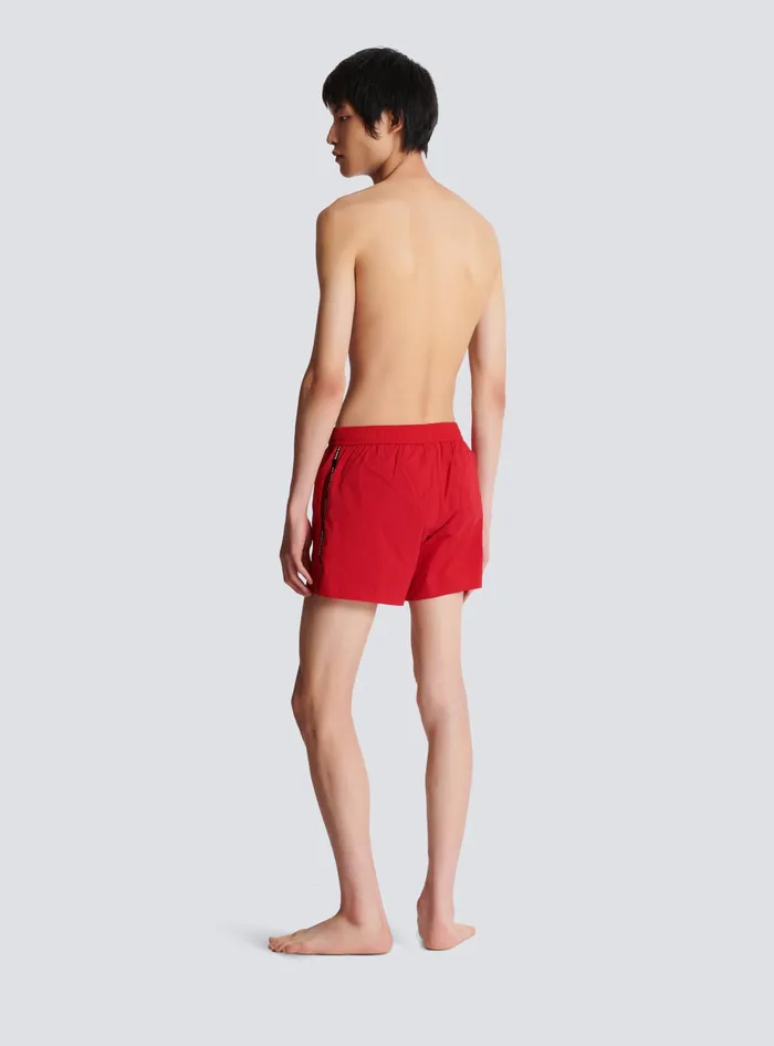 Balmain Swim Shorts Red Men Swimwear