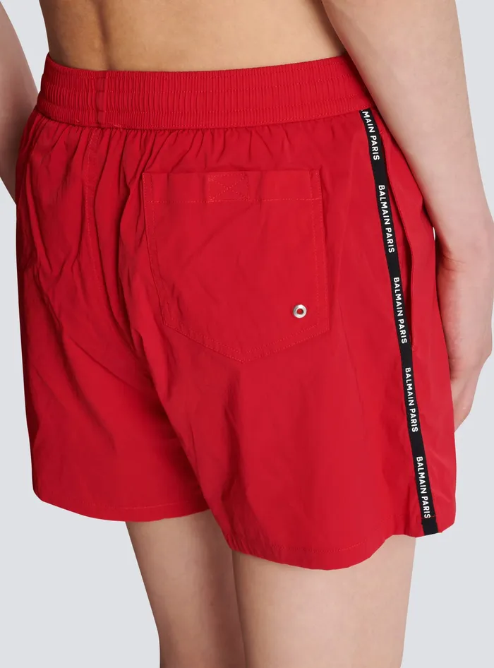 Balmain Swim Shorts Red Men Swimwear