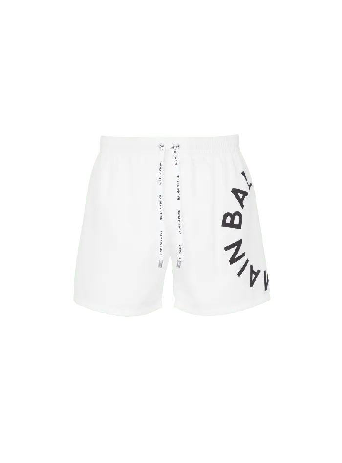 Balmain Swim Shorts White Men Swimwear