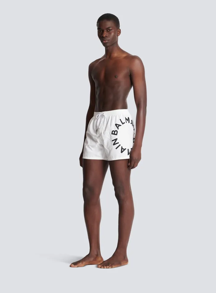 Balmain Swim Shorts White Men Swimwear