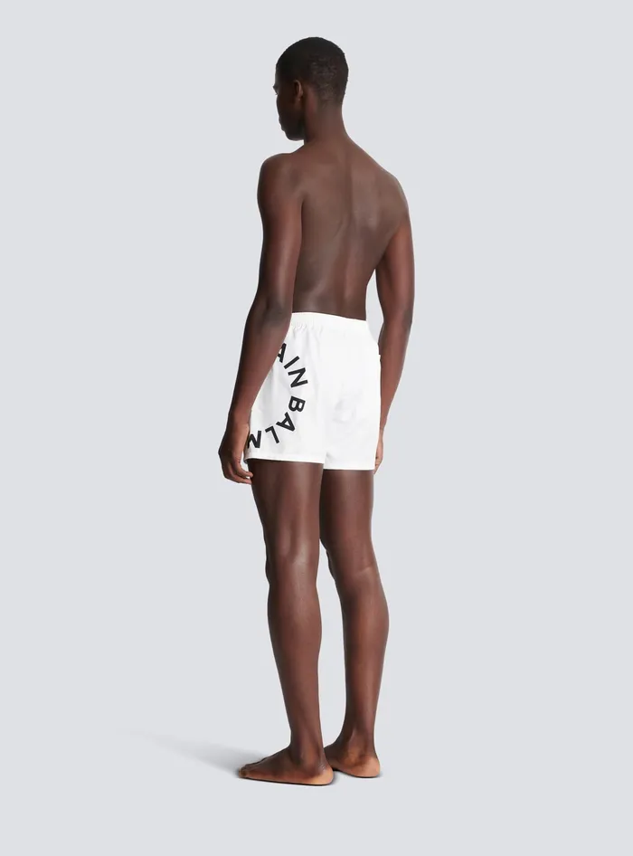 Balmain Swim Shorts White Men Swimwear