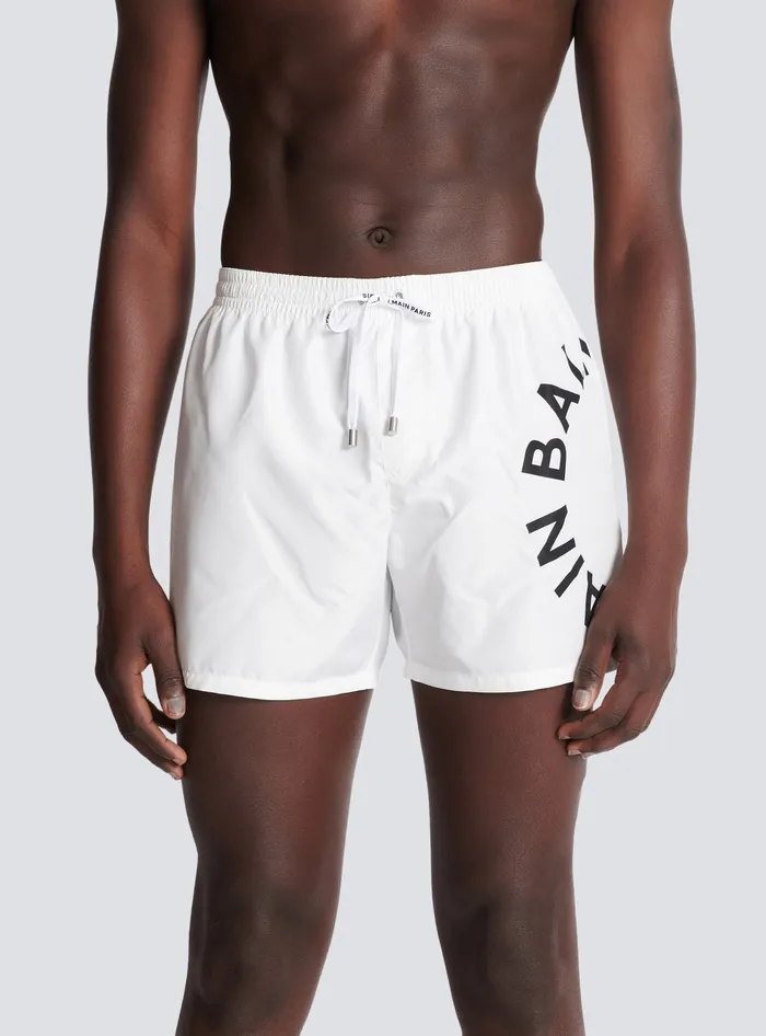 Balmain Swim Shorts White Men Swimwear
