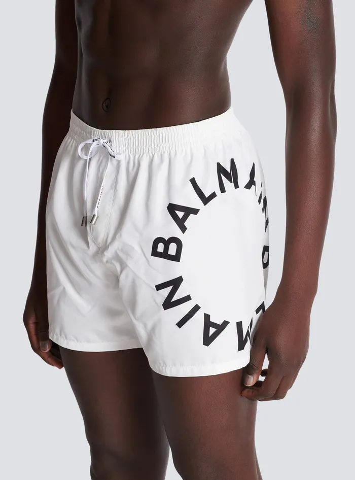 Balmain Swim Shorts White Men Swimwear