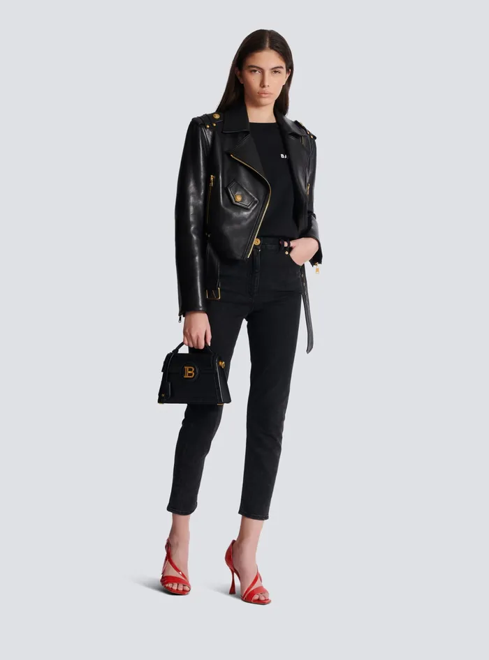 Balmain Tshirt With Flocked Paris Logo Black Women TShirts