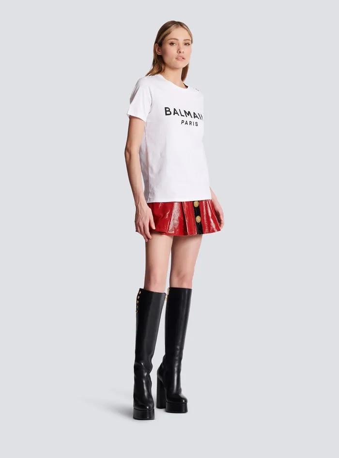 Balmain Tshirt With Paris Print White Women TShirts