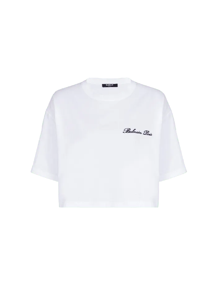 Balmain Tshirt With Signature Embroidery White Women TShirts