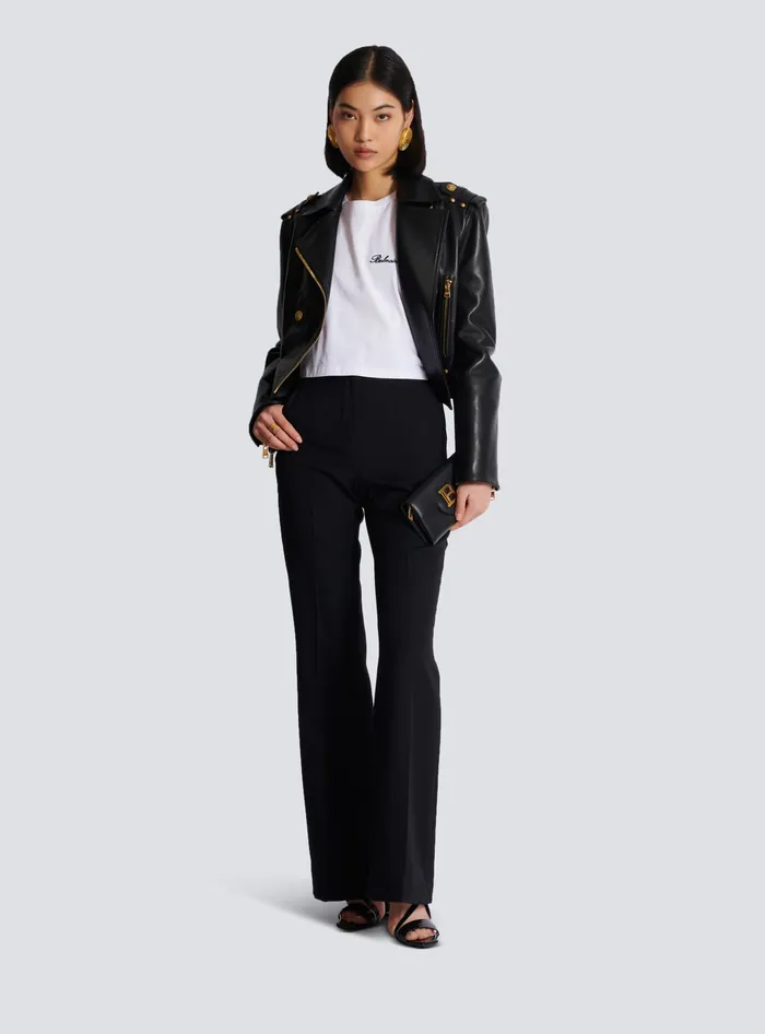 Balmain Tshirt With Signature Embroidery White Women TShirts