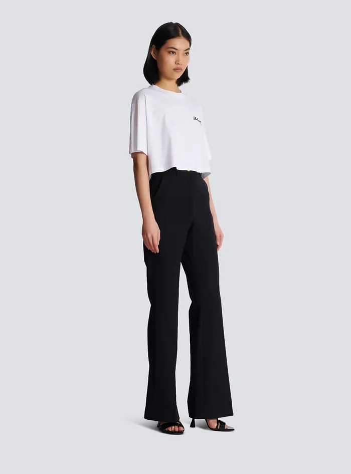 Balmain Tshirt With Signature Embroidery White Women TShirts
